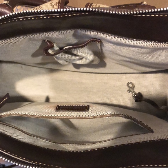 Vintage DOONEY & BOURKE Jacquard Signature Logo Canvas & Leather Shoulder Bag - Picture 17 of 17